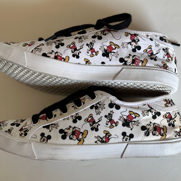 DISNEY Mickey Mouse All Over Canvas Shoes Women's Sz 8 Shoes Low White Sneakers - Picture 4 of 10